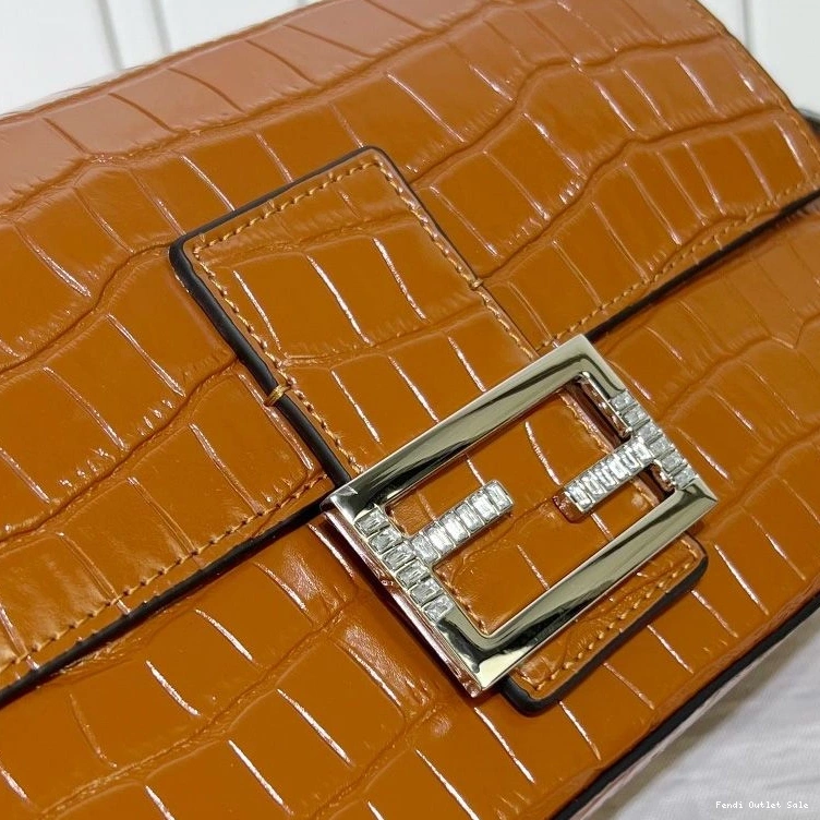 Affordable Medium Crocodile Brown Baguette Fendi Bag Leather Tiffany In 0712